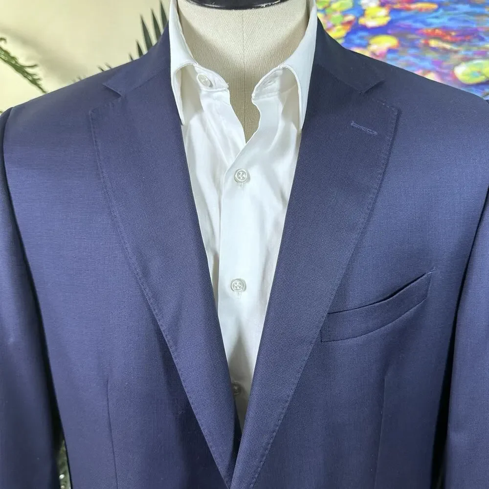 Massimo Dutti Men 46R Sportcoat Super 130s Wool Tonal deep blue